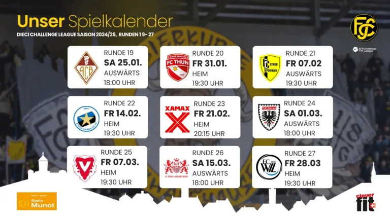 Spielplan bis Ende März    
